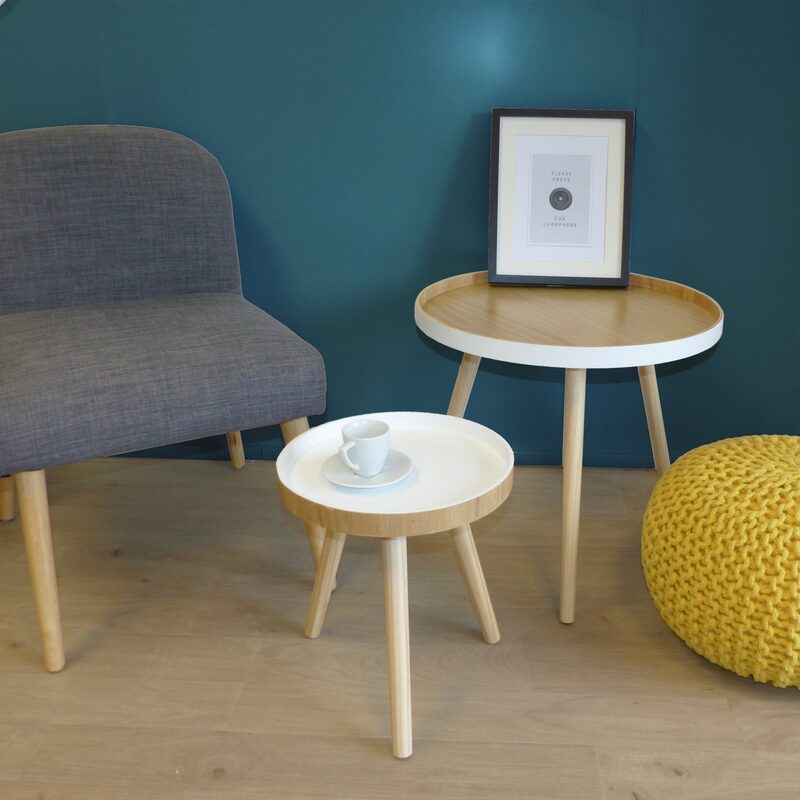 Table basse ONYX coloris blanc / bois clair