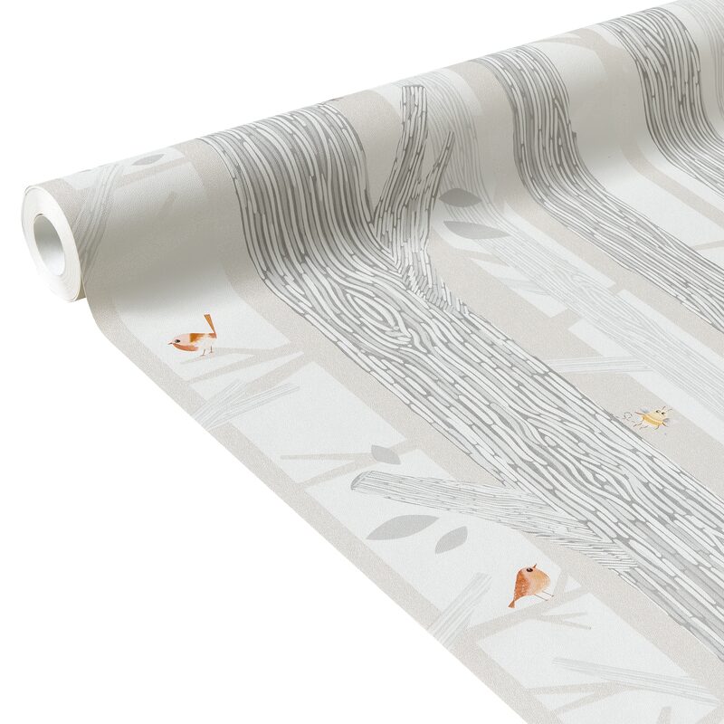Papier peint intissé BIRCH TREE coloris blanc cassé