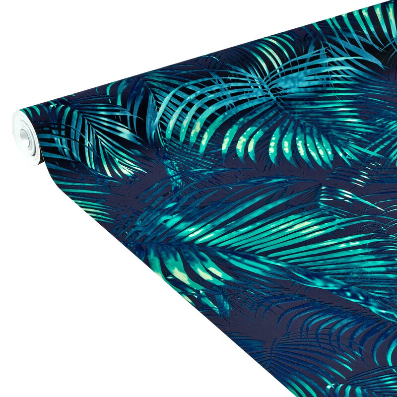 Papier peint intissé IBIZA BY E. RIVASSOUX coloris bleu paon
