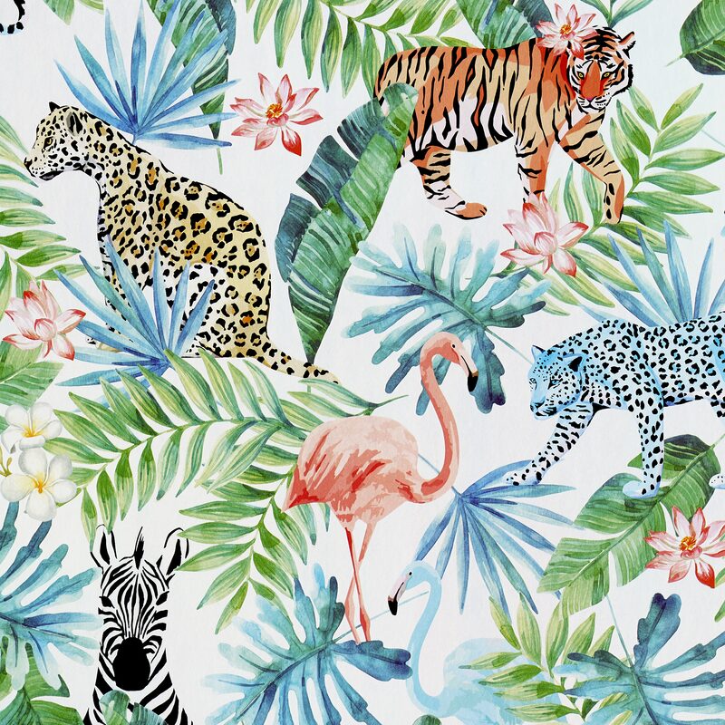 Papier peint intissé JUNGLE PARTY coloris blanc