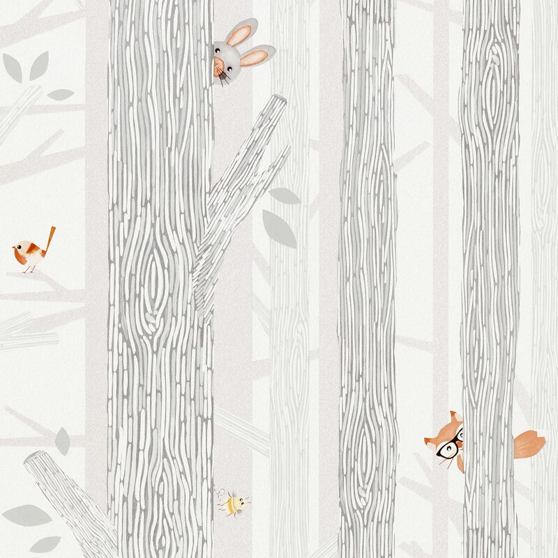 Papier peint intissé BIRCH TREE coloris blanc cassé