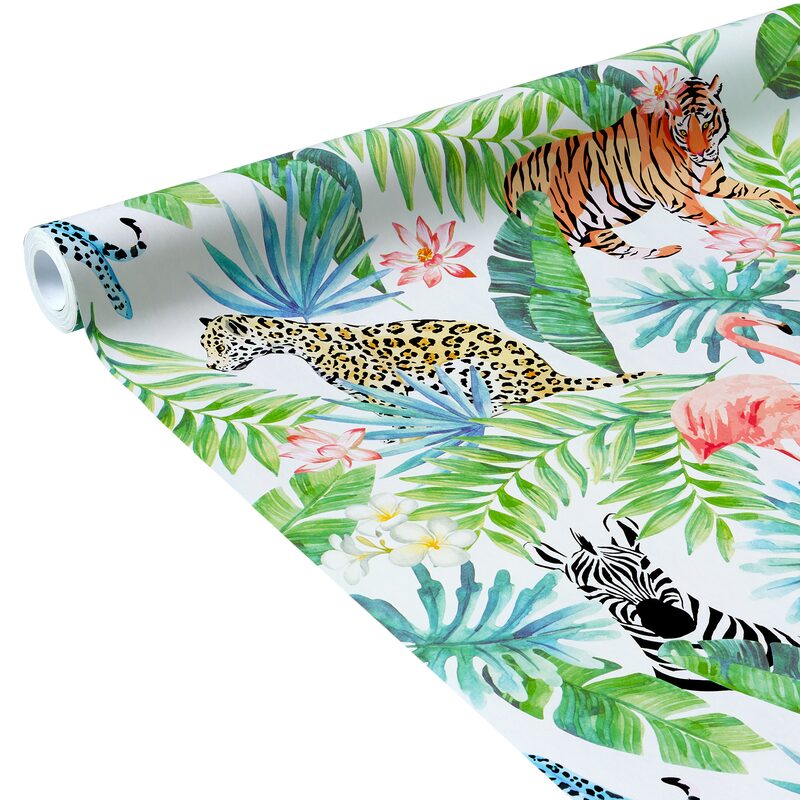Papier peint intissé JUNGLE PARTY coloris blanc