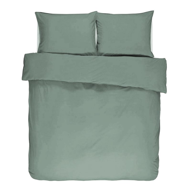 Parure de lit en coton lavé ISA coloris vert zinc 240 x 220 cm