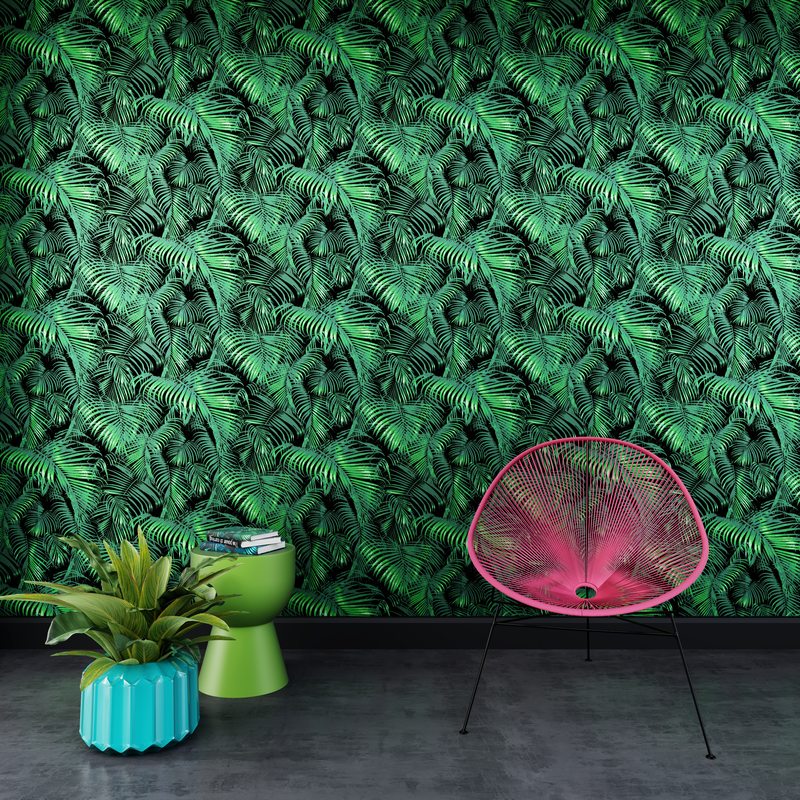 Papier peint intissé IBIZA BY E. RIVASSOUX coloris vert feuillage