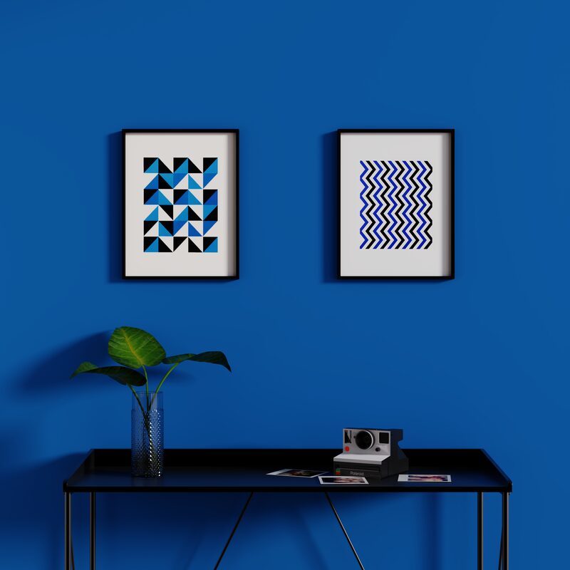 Image encadrée BLUE ZIGZAG 30 x 40 cm