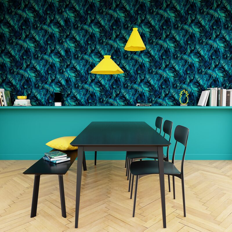 Papier peint intissé IBIZA BY E. RIVASSOUX coloris bleu paon