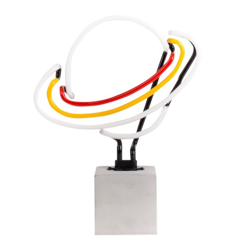 Objet lumineux NEON SATURN coloris béton et multicolore 26 x 24 cm