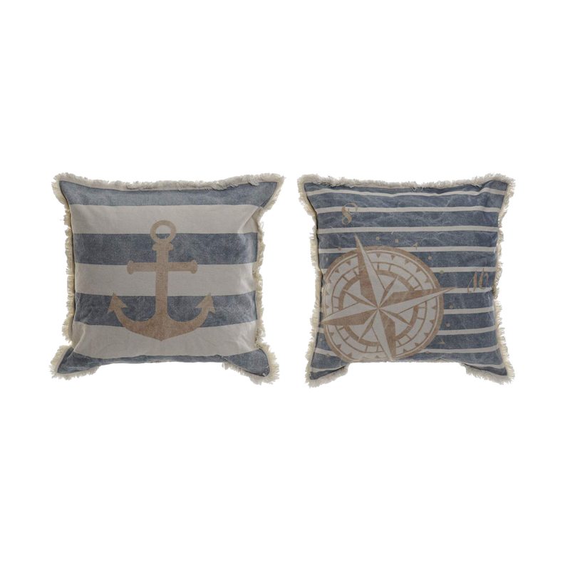 Coussin SEAMAN coloris bleu océan 45 x 45 cm