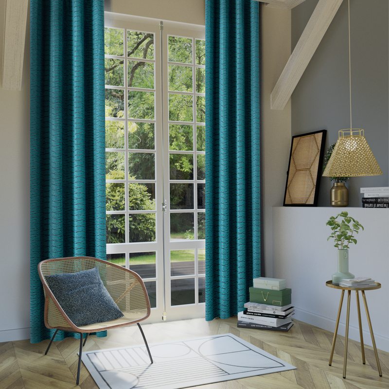 Rideau SALSA coloris bleu paon 135 x 240 cm