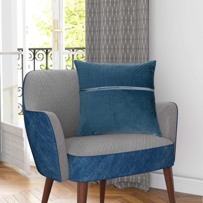 Coussin LASTER coloris bleu nuit 40 x 40 cm