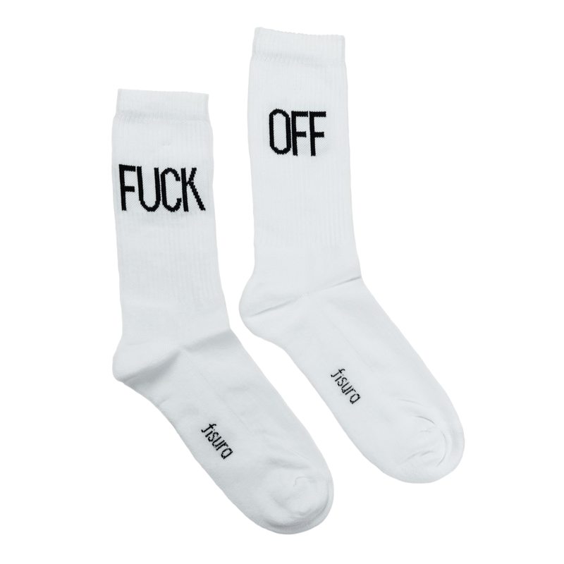 Chaussettes FUCK OFF 40-45 coloris blanc