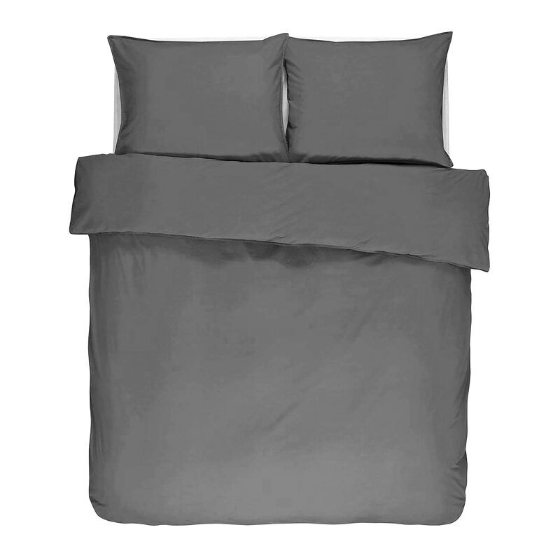 Parure de lit en coton lavé ISA coloris gris acier 240 x 220 cm