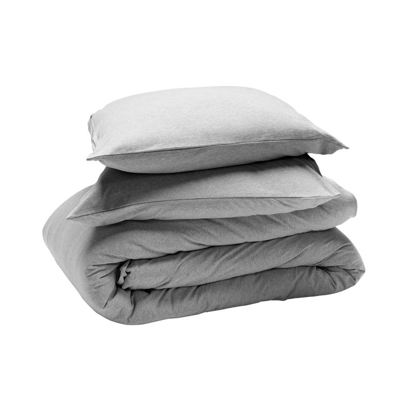 Parure de lit en jersey TOM coloris gris chiné 140 x 200 cm