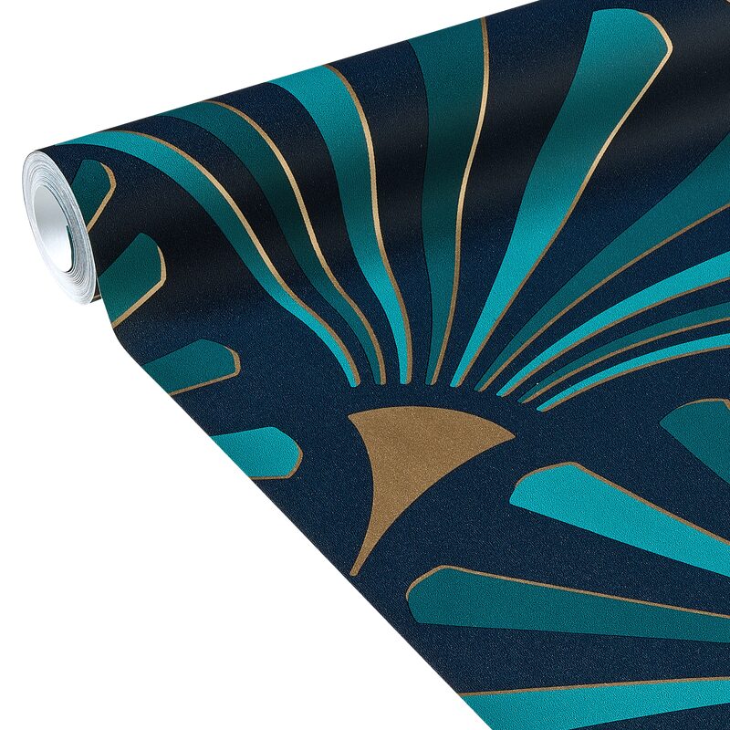 Papier peint intissé PANAME coloris bleu pétrole