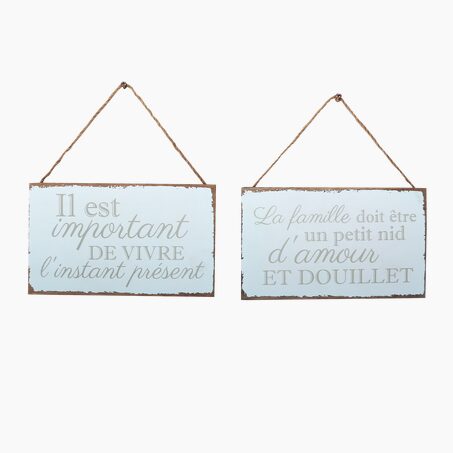 Plaque murale en bois L'INSTANT PRÉSENT coloris bleu