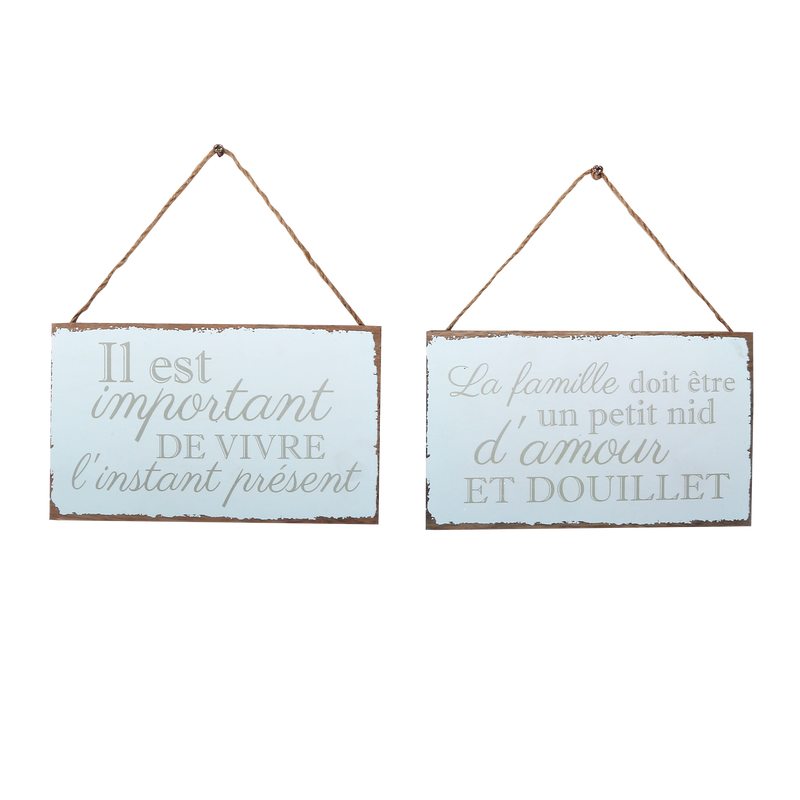 Plaque murale en bois L'INSTANT PRÉSENT coloris bleu