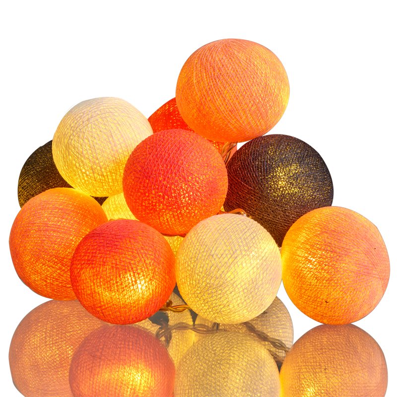 Guirlande lumineuse boule DELICATE PEACH coloris corail rose pêche blanc