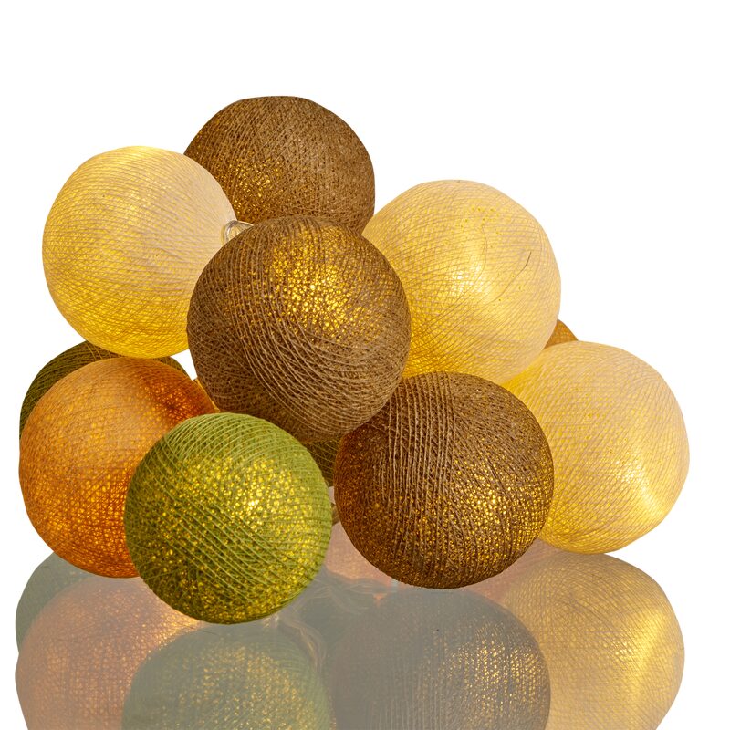 Guirlande lumineuse boule SUNGRASS coloris vert moutarde marron