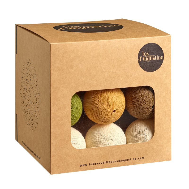 Guirlande lumineuse boule SUNGRASS coloris vert moutarde marron