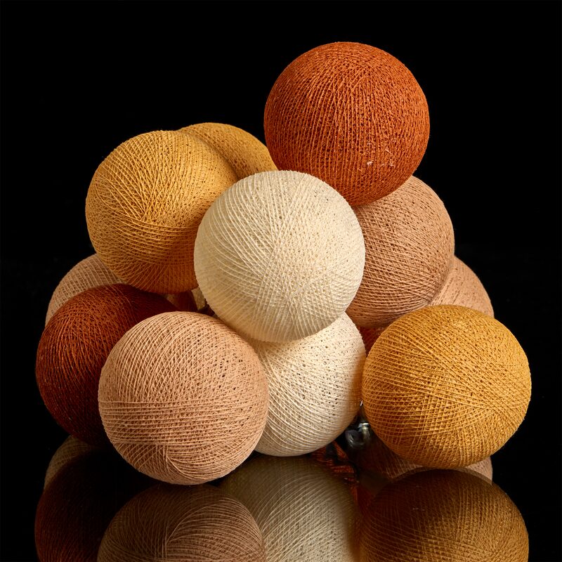 Guirlande lumineuse boule COCONUT coloris nuances de bruns