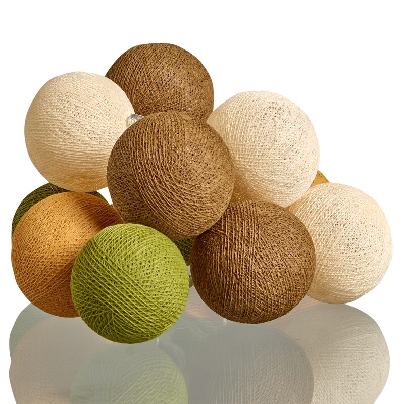 Guirlande lumineuse boule SUNGRASS coloris vert moutarde marron