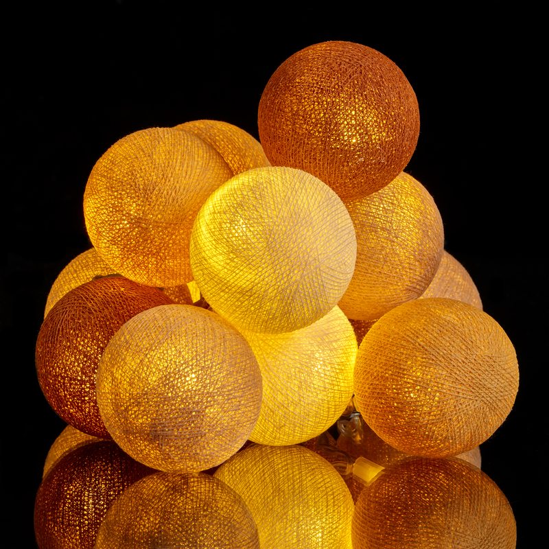 Guirlande lumineuse boule COCONUT coloris nuances de bruns