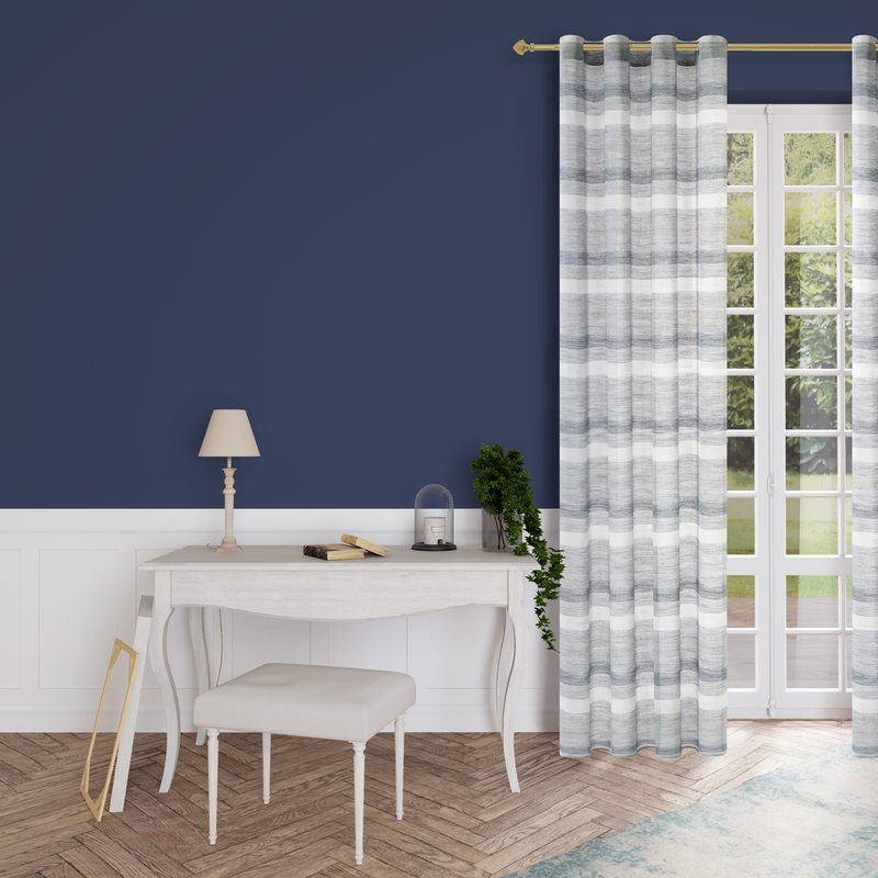 Voilage SAVANNA coloris bleu 140 x 260 cm