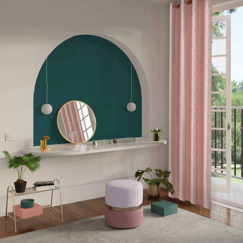 Rideau VERONE coloris rose poudré 140 x 260 cm