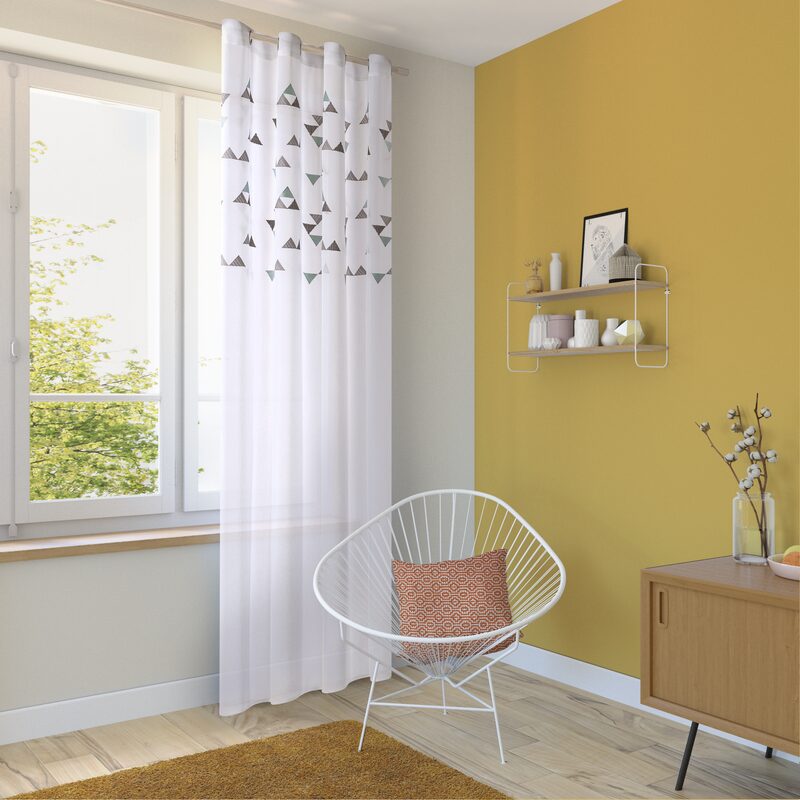 Voilage KHEOPS coloris bleu grisé 140 x 240 cm