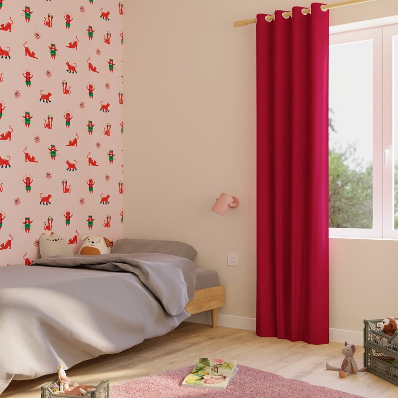 Rideau thermique KINLEY coloris framboise 140 x 260 cm