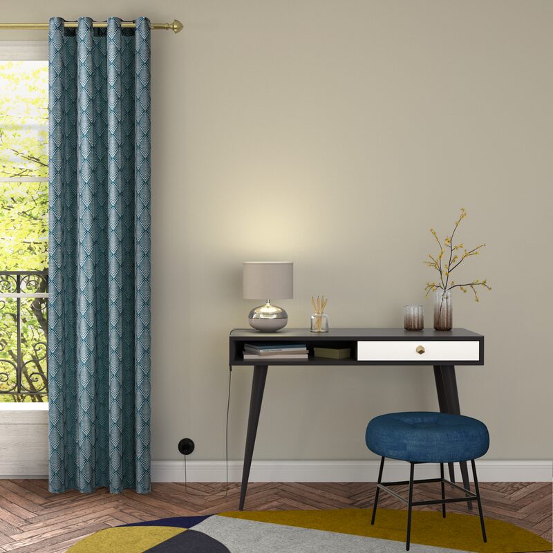 Rideau VERONE coloris bleu paon 140 x 260 cm