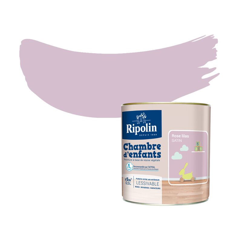 Peinture CHAMBRE D'ENFANT Acrylique rose lilas Satiné 0,5 L
