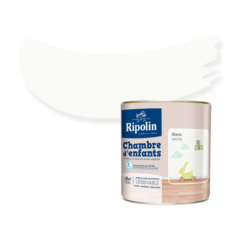 Peinture CHAMBRE D'ENFANT Acrylique blanc Satiné 0,5 L