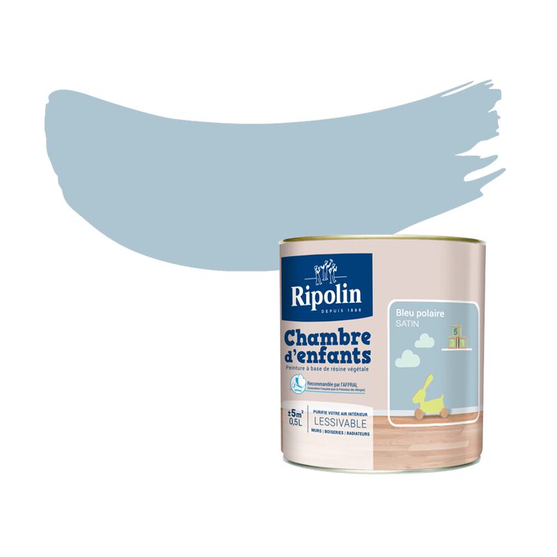 Peinture CHAMBRE D'ENFANT Acrylique bleu polaire Satiné 0,5 L
