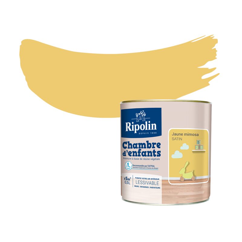 Peinture CHAMBRE D'ENFANT Acrylique jaune mimosa Satiné 0,5 L