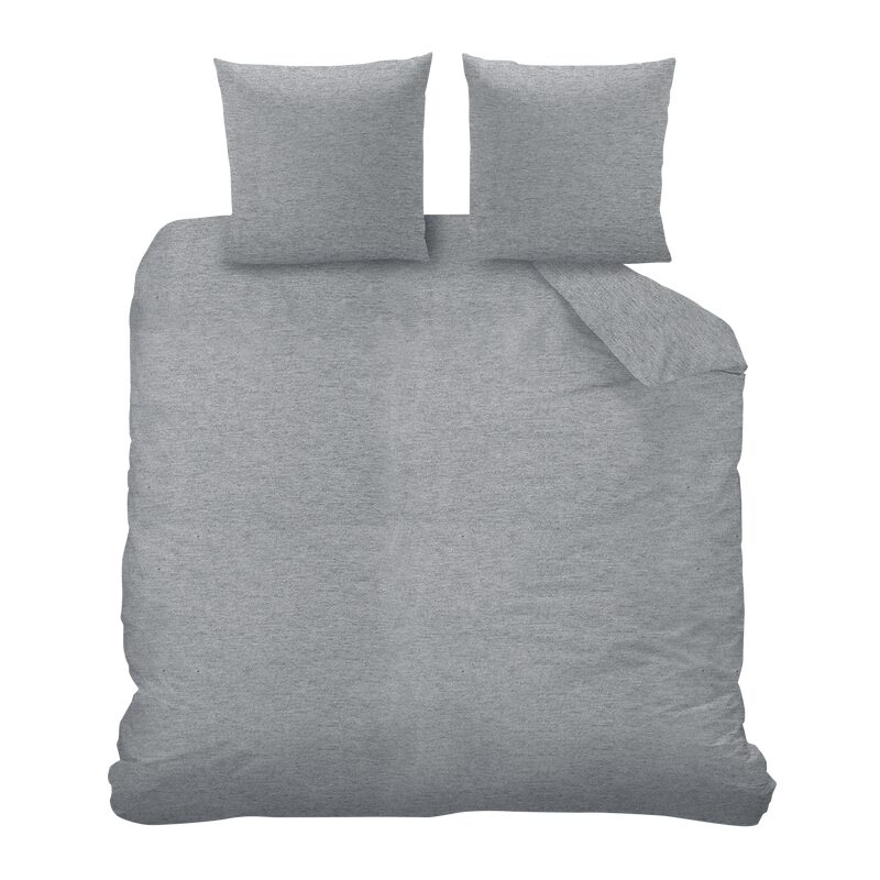 Parure de lit en jersey TOM coloris gris chiné 240 x 220 cm