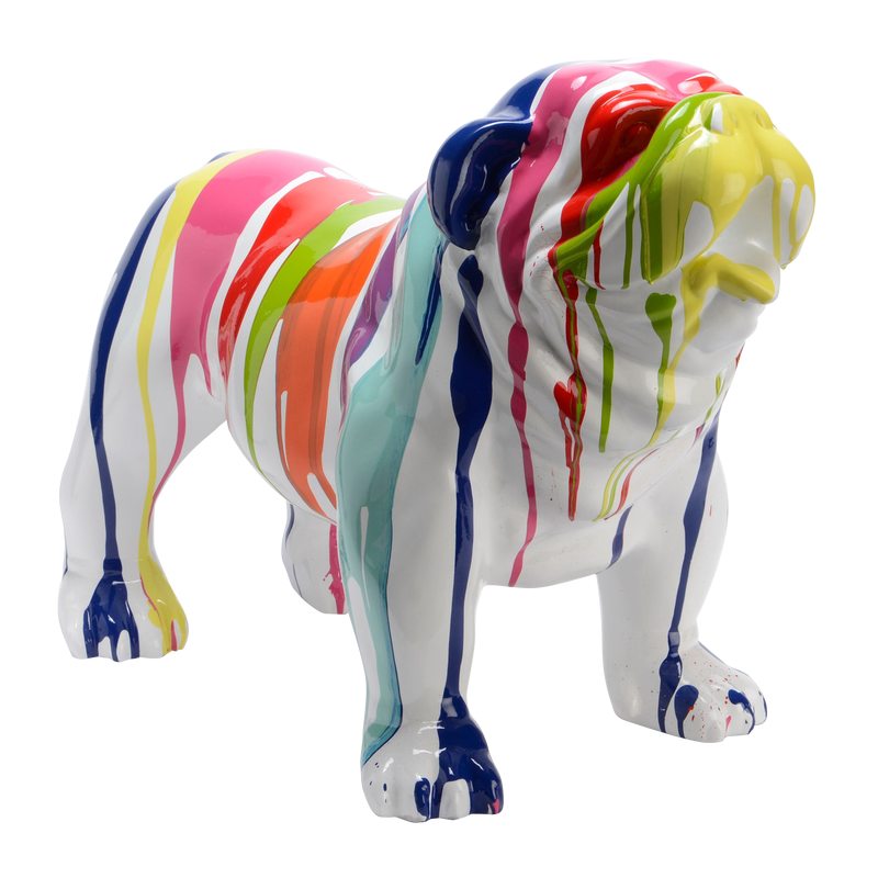 Figurine BULLDOG coloris blanc motif multicolore