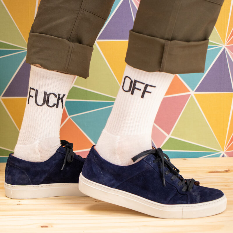 Chaussettes FUCK OFF 40-45 coloris blanc
