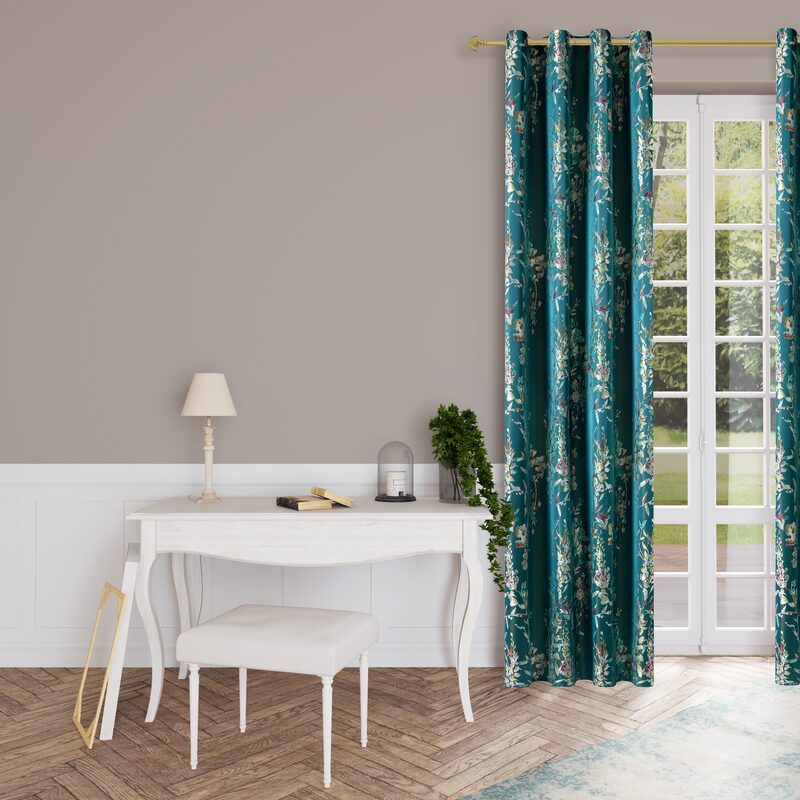 Rideau ILONA coloris bleu paon 140 x 260 cm