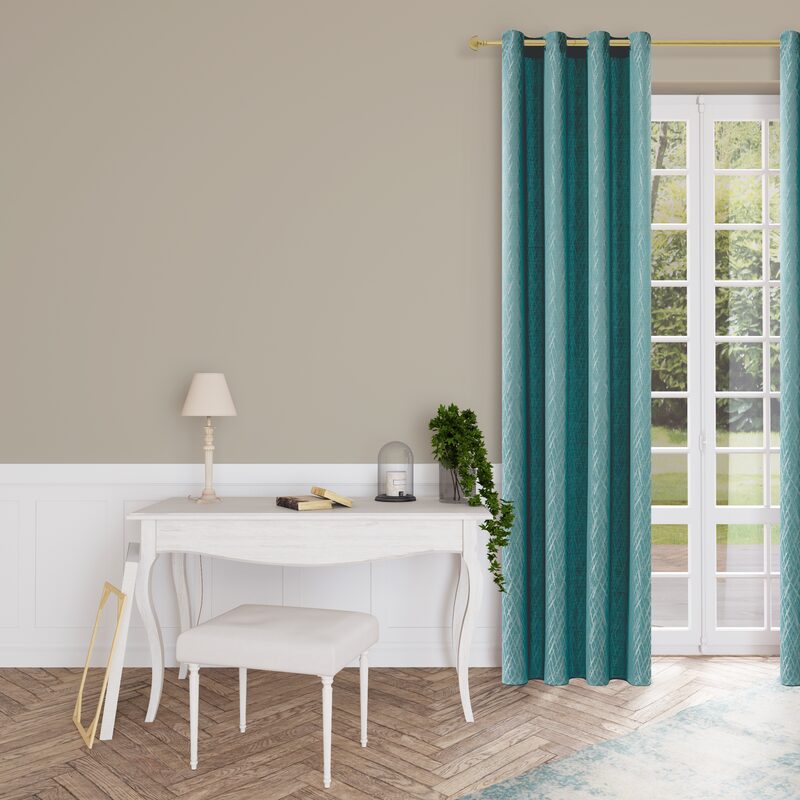 Rideau ILIA coloris bleu paon 140 x 260 cm