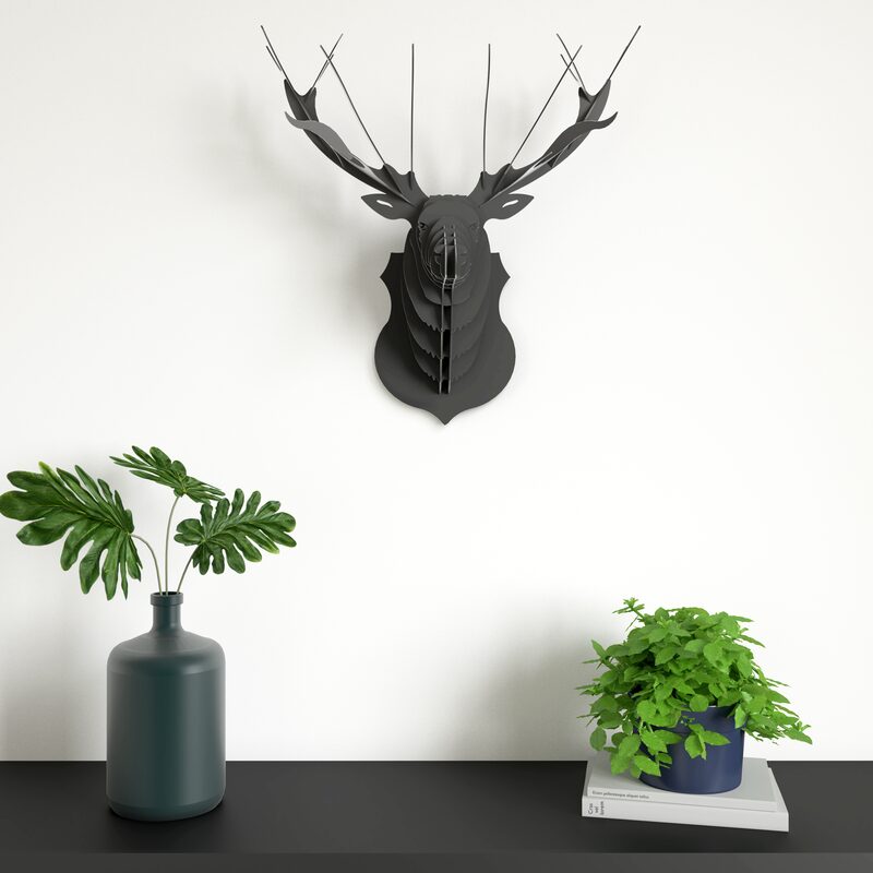 Trophée mural origami ANIMATOMY CERF coloris noir