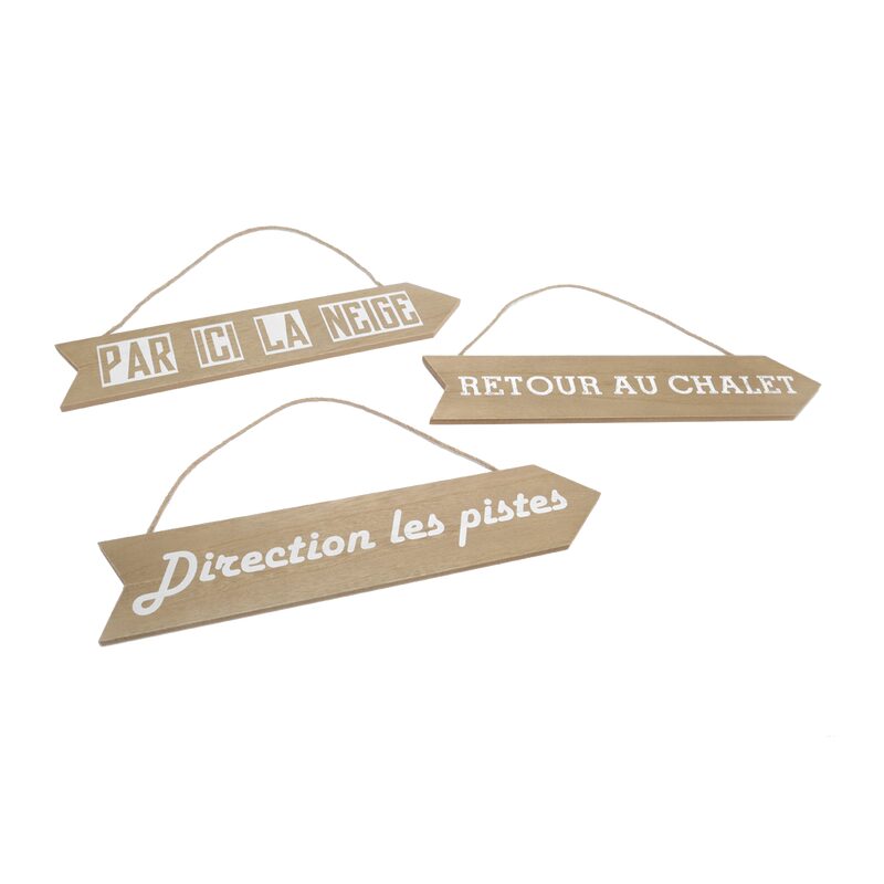 Fléche décorative DIRECTION L'HIVER coloris bois