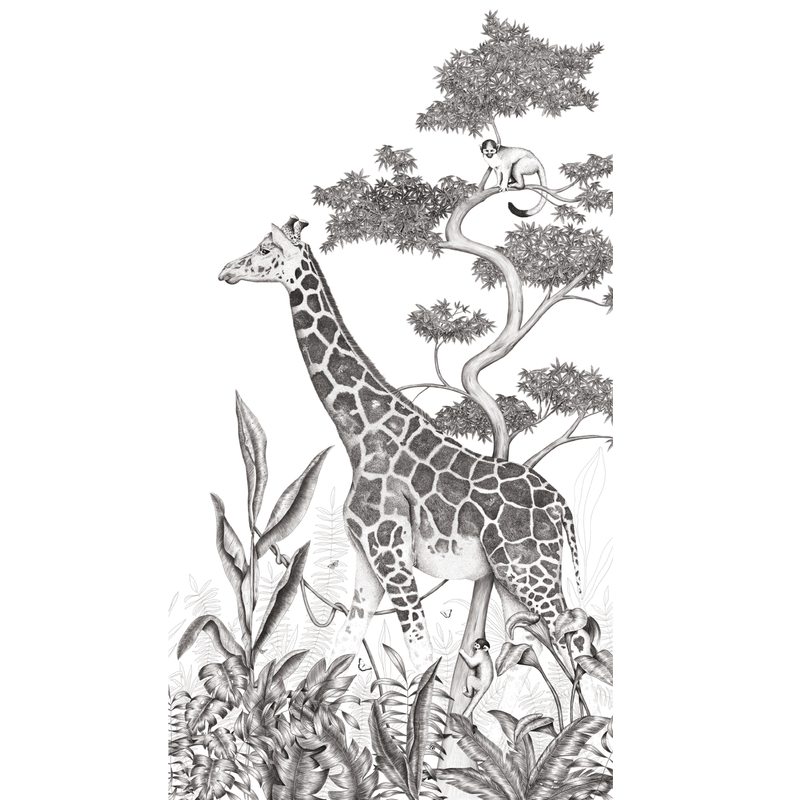 Papier peint panoramique L BLACK JUNGLE GIRAFE 150 x 270 cm