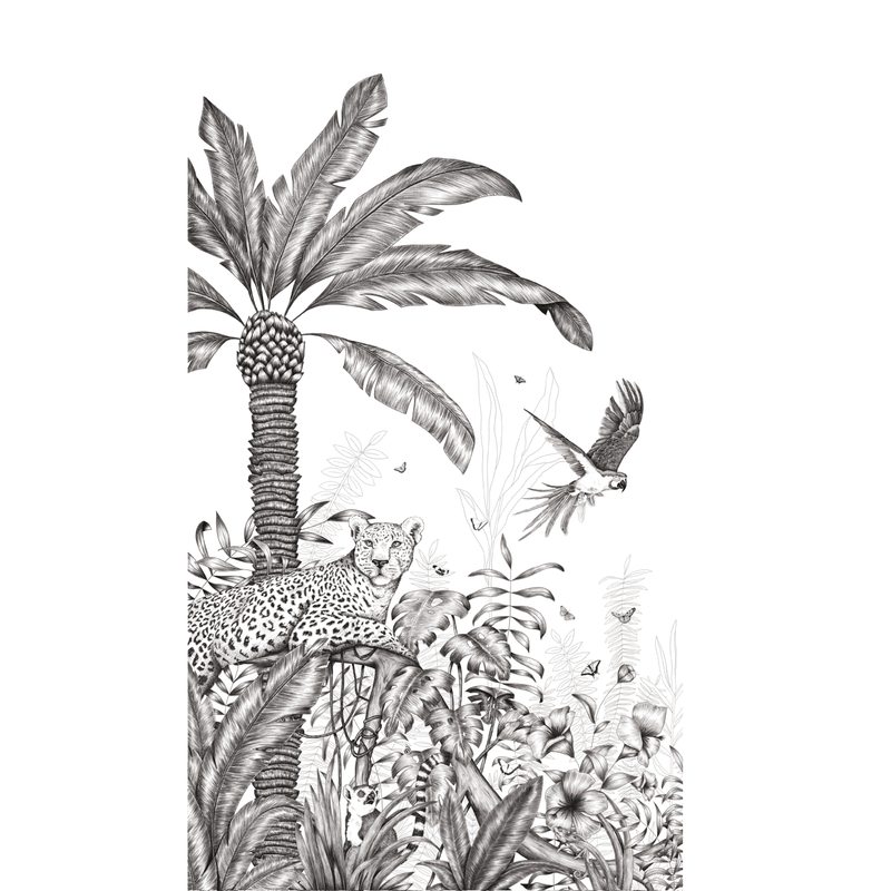 Papier peint panoramique L BLACK JUNGLE LEOPARD 150 x 270 cm