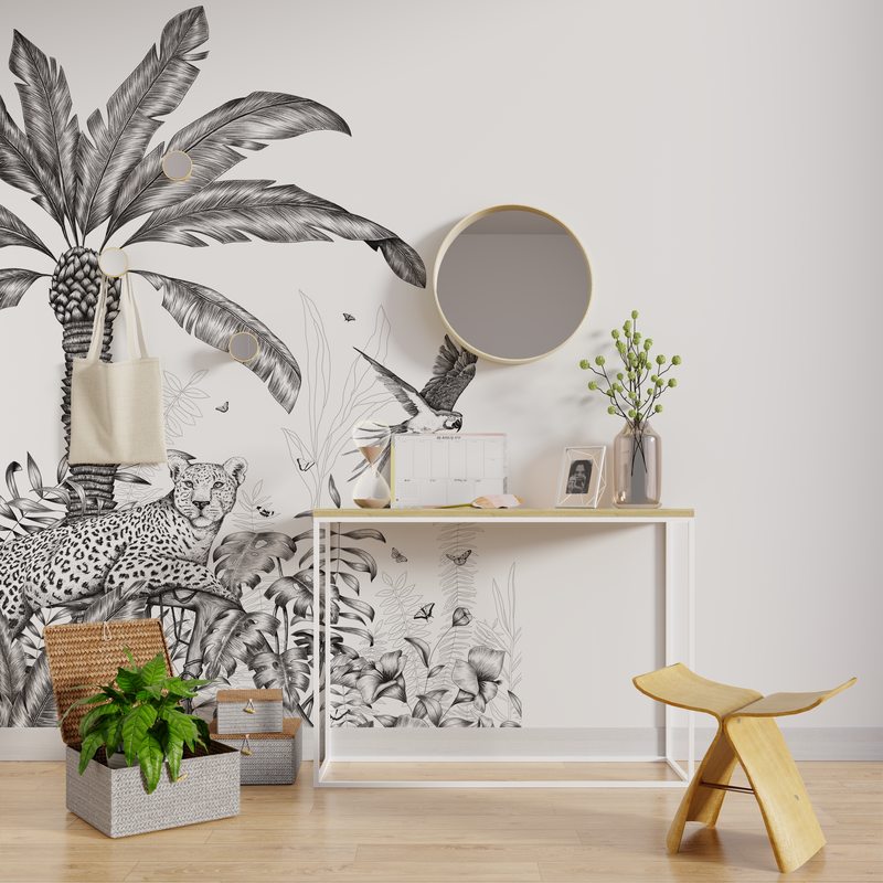 Papier peint panoramique L BLACK JUNGLE LEOPARD 150 x 270 cm