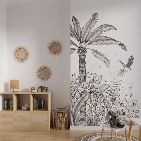 Papier peint panoramique L BLACK JUNGLE LEOPARD 150 x 270 cm