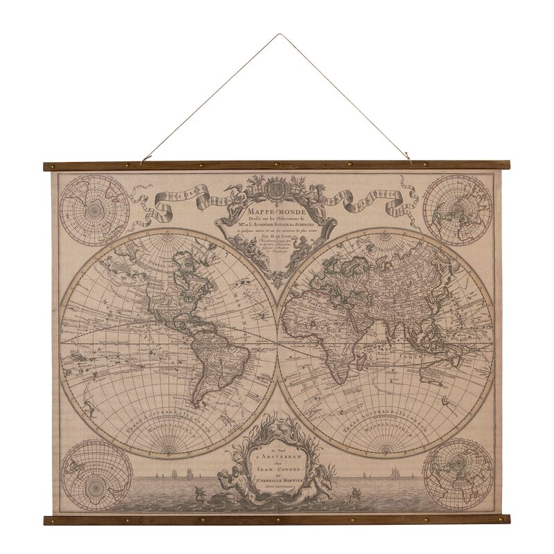 Kakémono déco WORLD MAP coloris sépia