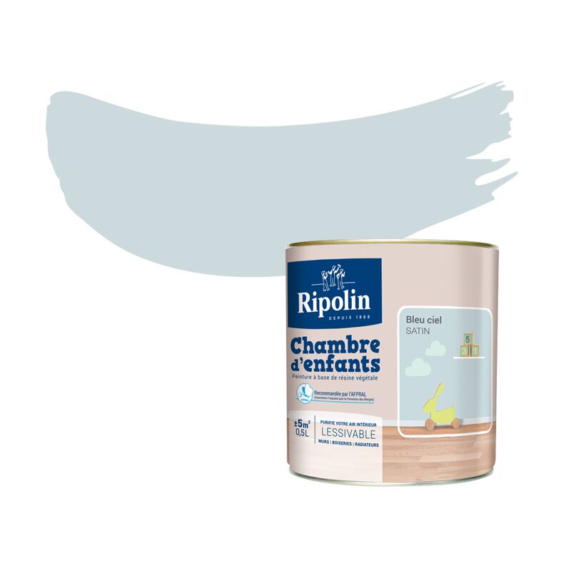 Peinture CHAMBRE D'ENFANT Acrylique bleu ciel Satiné 0,5 L