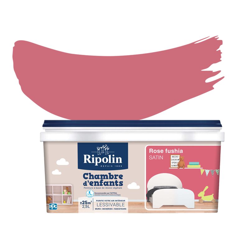 Peinture CHAMBRE D'ENFANT Acrylique rose fuchsia Satiné 2,5 L