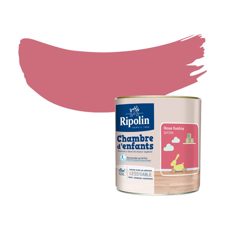 Peinture CHAMBRE D'ENFANT Acrylique rose fuchsia Satiné 0,5 L